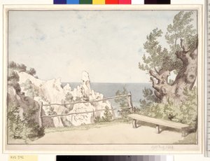 Vista de Møns Klint em Sommerspiret de Christoffer Wilhelm Eckersberg