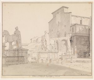 Vista do Campidoglio e Santa Maria em Aracoeli, Roma de Christoffer Wilhelm Eckersberg
