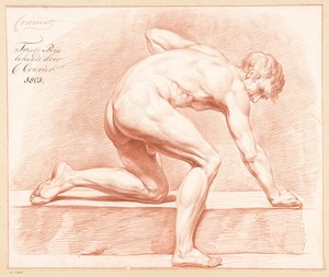Nu masculino ajoelhado, vista lateral (2º prêmio 1801) de C. Courier
