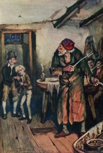 Ilustração para Oliver Twist de Charles Dickens (cor litho) de C. Dudley (after) Tennant