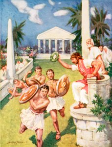 Corrida em memória de uma grande vitória grega (cor litho) de C. Dudley Tennant