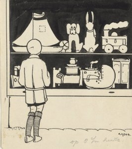 Dick olha para a montra de uma loja de brinquedos de C. Goes (signed by artist)