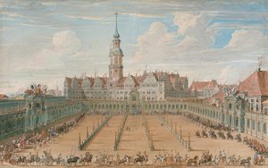 Desfile das corridas do anel das senhoras em 6 de junho de 1709 em Dresden, 1710 de C. H. Fritzsche