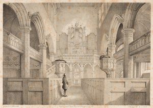 O Interior de St. Peters, Wolverhampton, gravado por I. Shaw, 1848 de C. J. Greenwood