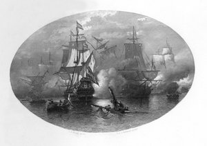 A batalha naval de Sole Bay, 1672, c1870