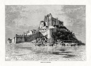 Mont-Saint-Michel, Normandia, França, 1879 de C. Laplante