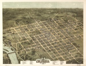 Vista panorâmica da cidade de Columbia, Carolina do Sul 1872. de C. N. Drie