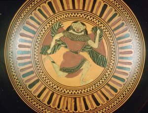 Copa ática de figuras negras decorada com gorgon em execução (cerâmica)