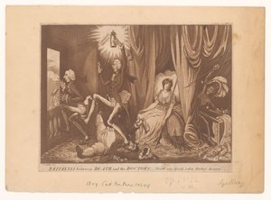 Pitt como o novo médico para a Britânia
Britannia entre a morte e a do médico (título sobre o objecto) de C. Starcke (possibly)