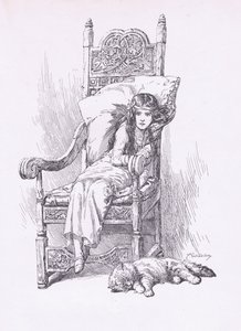 Apoiado na grande cadeira de braços, de The Child of the Air pub.by Duckworth de C. Wilhelm