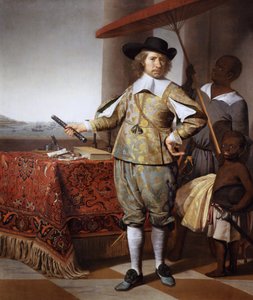 Holandês: Retrato de Wollebrant Geleynssen de Jongh (1594-1674) Retrato de Wollebrand Geleynsz de Jongh (1594-1674), com um criado e uma criança