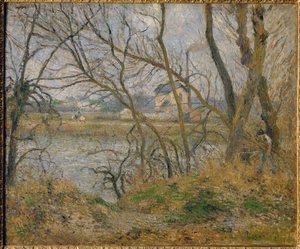 Nas margens do rio Oise, perto de Pontoise, o tempo cinzento ... de Camille (after) Pissarro
