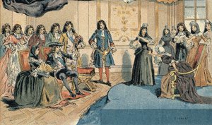 Representação de “” Athalie “” por Jean Racine antes de Luís XIV (1638-1715) e Madame (Mariquise) de Maintenon (Françoise d