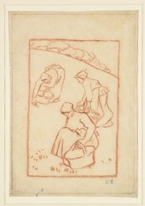 Estudo composicional para "Women weeding the grass" de Camille Jacob Pissarro
