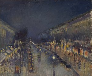 Boulevard Montmartre à noite. 1897 de Camille Jacob Pissarro