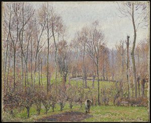 Choupos, Tempo Cinzento, Eragny, 1895 de Camille Jacob Pissarro
