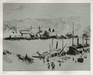 Quai Boieldieu em Rouen, c. 1896 de Camille Jacob Pissarro
