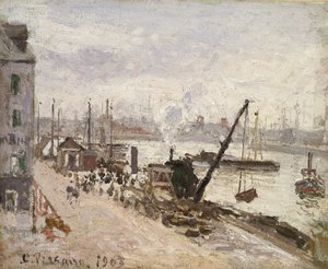 Cais em Le Havre, 1903 (óleo em batiste) de Camille Jacob Pissarro