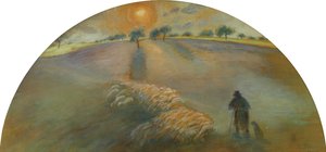 Pastor e ovelhas; Pastor e ovelhas, 1890 de Camille Jacob Pissarro