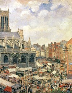O mercado que circunda a Igreja de Saint-Jacques, Dieppe, 1901 de Camille Jacob Pissarro