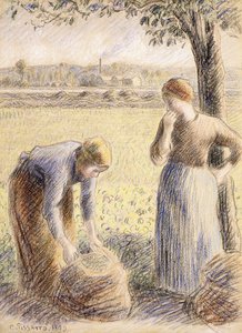 Os catadores; Colheita, 1890 de Camille Jacob Pissarro