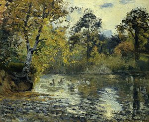 A lagoa em Montfoucault; O "Etang de Montfoucault, 1874 de Camille Jacob Pissarro