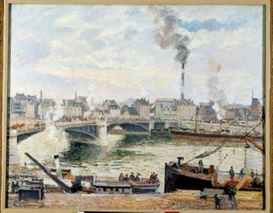 A grande ponte de Rouen. Pintura de Camille Pissarro (1830-1903) de Camille Jacob Pissarro