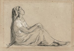 Jovem mulher negra sentada, 1855-7 de Camille Jacob Pissarro