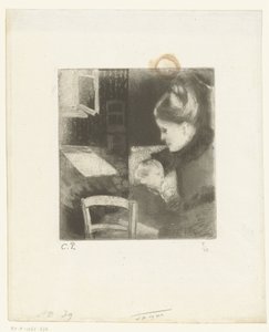 Mulher de enfermagem Enfant têtant sa mère de Camille Jacob Pissarro