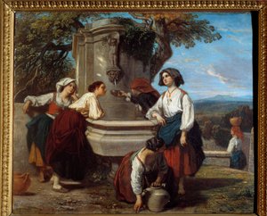 Ossaloises na fonte Agricultores do vale do Ossau reúnem-se para discutir na fonte. Pintura por Camille Roqueplan (1803-1855)
