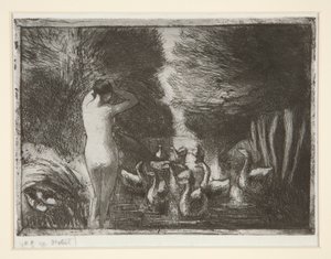 Baigneuse aux oies (Banho com gansos) de Camille Pissarro