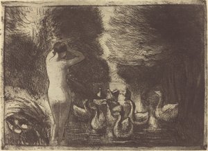 Banhista de gansos (banhistas com gansos) de Camille Pissarro