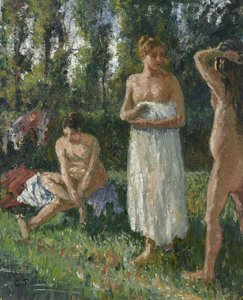 Banhistas, c.1895 (óleo sobre tela) de Camille Pissarro