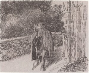 Mendigo com uma muleta (Mendiant a la bequille) de Camille Pissarro