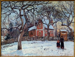 Paisagem de Castanhas e Louveciennes na neve. Pintura de Camille Pissarro (1830-1903) 1872 Sol. 0,41x0,52 m Paris, musee d