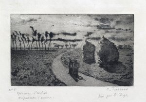 Crepúsculo com palheiros, 1879 de Camille Pissarro