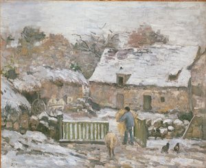 Fazenda em Montfoucault: Efeito Neve, 1874-1876 de Camille Pissarro