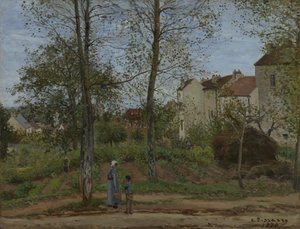 Casas em Bougival (Outono) de Camille Pissarro