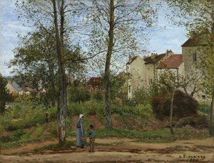 Casas no Bougival (outono) de Camille Pissarro