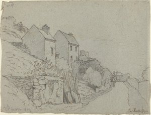 Casas à beira da estrada, 1859. de Camille Pissarro