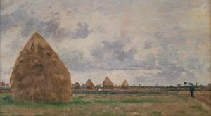 Paisagem com palheiros de Camille Pissarro