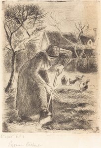 Camponesa Cavando Camponesa Trabalhando, 1890. de Camille Pissarro