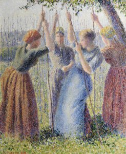 Mulheres camponesas a plantar ramos de Camille Pissarro