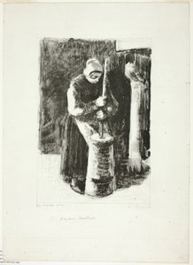 Mulher camponesa batendo leite de Camille Pissarro