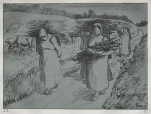 Camponeses carregando lenha de Camille Pissarro