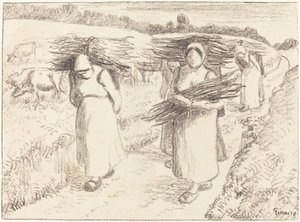Camponeses Carregando Bastões Camponeses Carregando Bastões, 1896. de Camille Pissarro