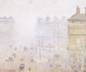 Place du Theatre Francais: efeito de nevoeiro de Camille Jacob Pissarro