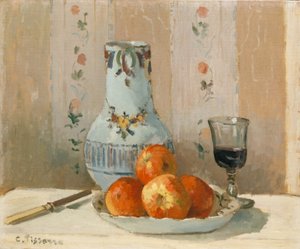 Ainda vida com maçãs e jarro, 1872. de Camille Jacob Pissarro