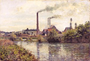 A fábrica em Pontoise, 1873 de Camille Jacob Pissarro