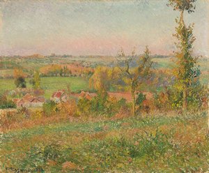 As colinas de Thierceville, vistas da Country Lane, arredores de Eragny; Os Coteaux de Thierceville, vistos da adega, perto de Eragny, 1884 de Camille Jacob Pissarro